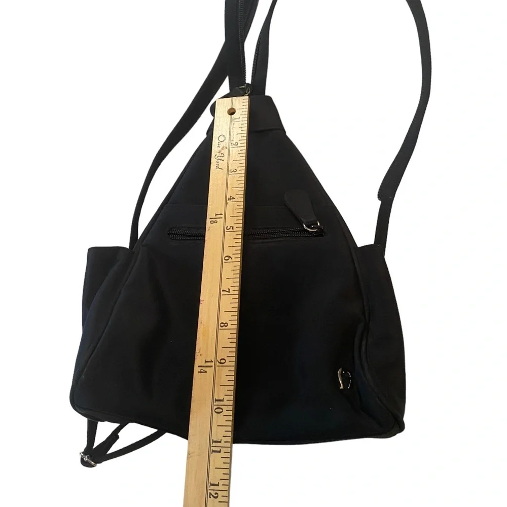 ETIENNE AIGNER small backpack bag purse all black silver logo zipper straps